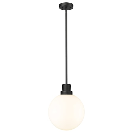 Z-Lite Laurent Outdoor Pendant, 1-Light, 12 In.W x 15 In.H, Black/Opal 597P12-BK